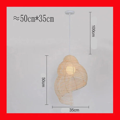 Abat-jour en Bambou et Rotin RON en Forme d'Escargot de Mer - Élégance Asiatique Pour Votre Intérieur-LUMICONCEPT