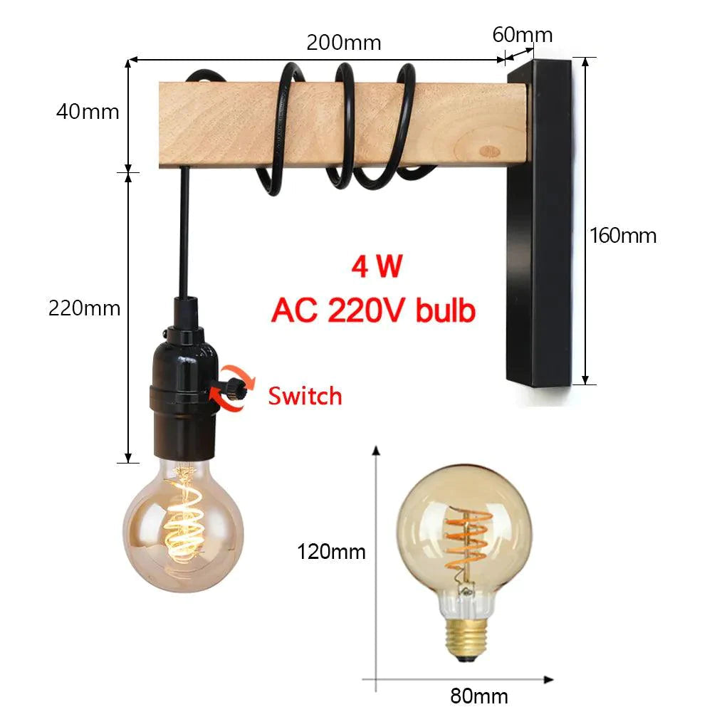 Applique Murale : Lampe Murale Industrielle avec Ampoule Aparante-LUMICONCEPT