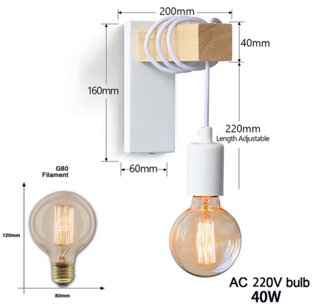 Applique Murale : Lampe Murale Industrielle avec Ampoule Aparante-LUMICONCEPT