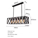 Luminaire Industriel Suspendu à 6 Têtes en Métal Noir pour Ambiance Rétro