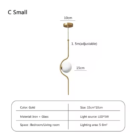 Lampada a sospensione in rame naturale con paralume in vetro e illuminazione a LED tricolore