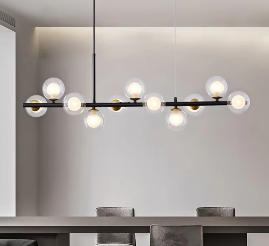 Elegante suspensión contemporánea con abundante iluminación