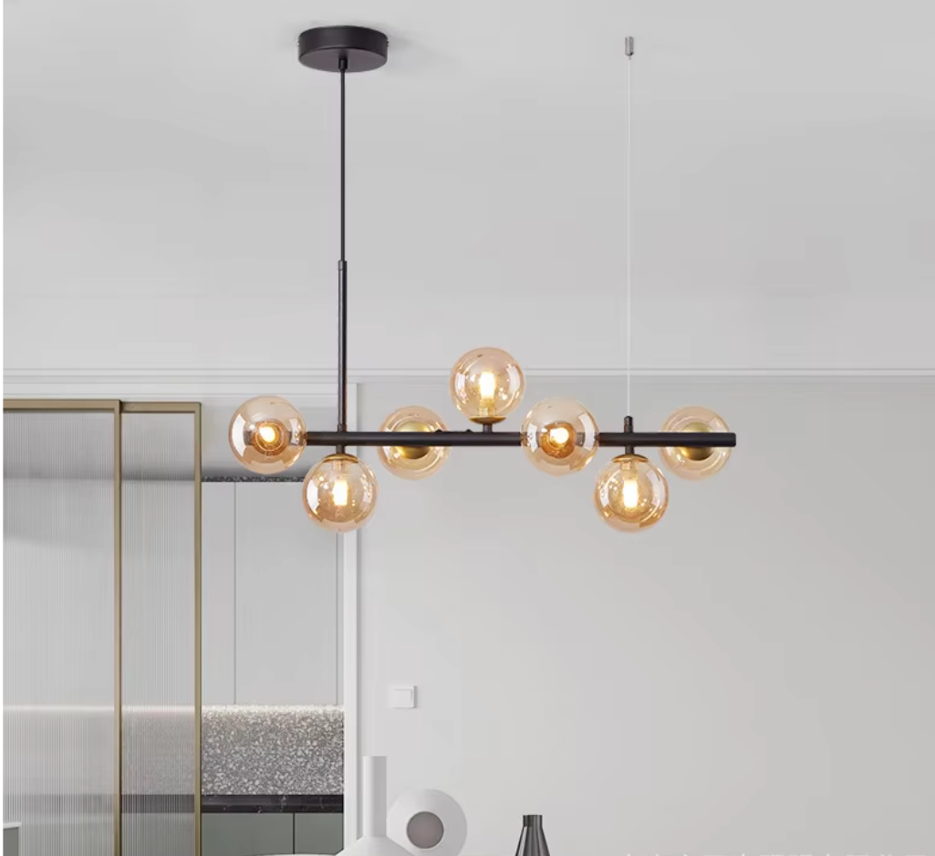 Elegante suspensión contemporánea con abundante iluminación