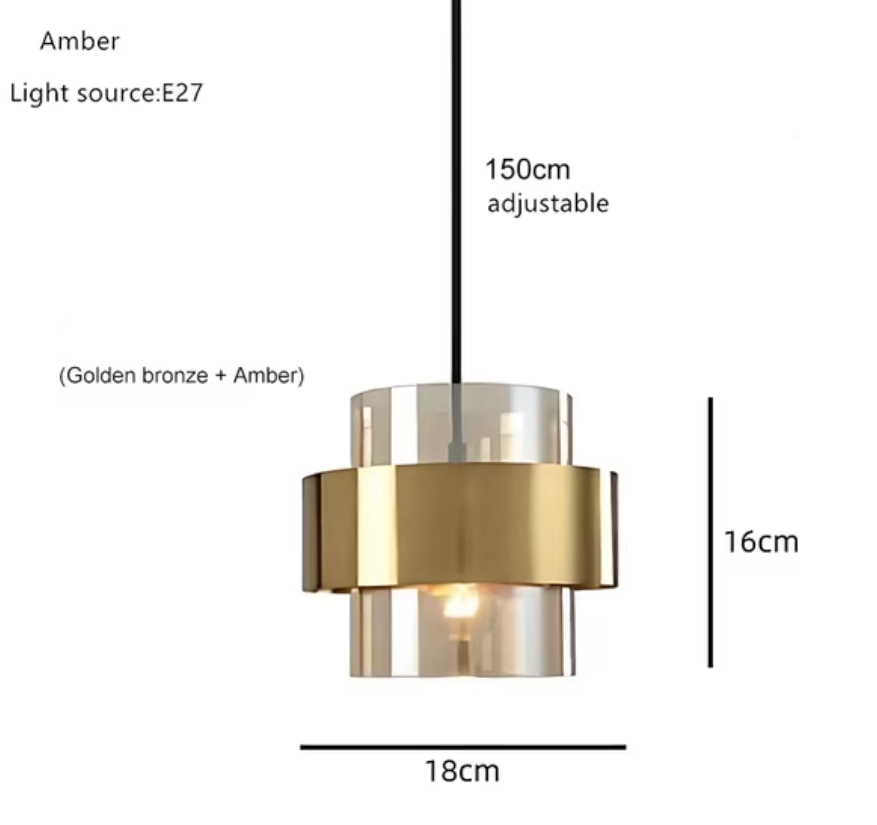 Lustre en Verre Transparent avec Structure Métallique Dorée pour une Ambiance Contemporaine