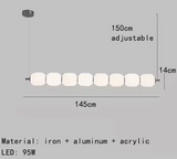 Elegante lampada a sospensione lineare con sei luci a globo con controllo del colore