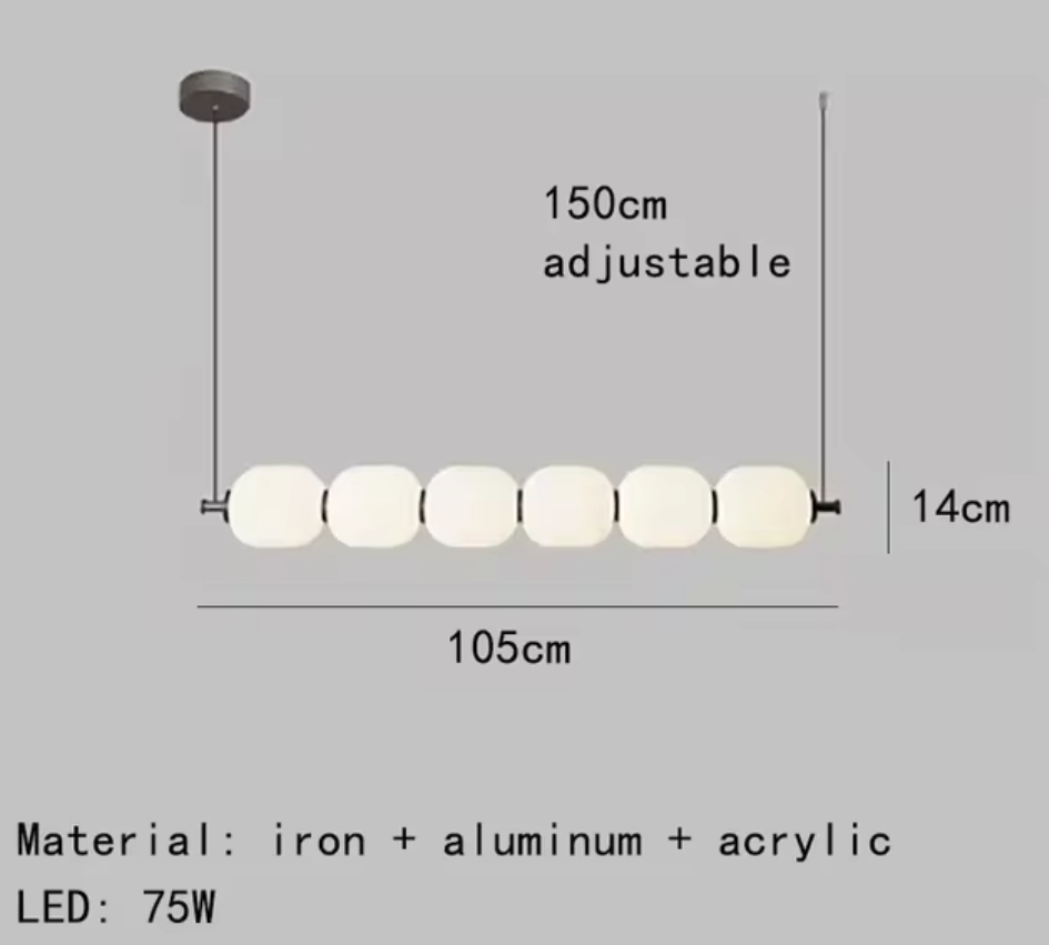 Elegante lampada a sospensione lineare con sei luci a globo con controllo del colore