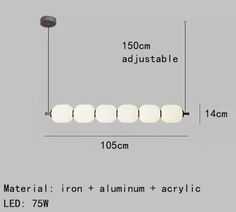 Elegante lampada a sospensione lineare con sei luci a globo con controllo del colore