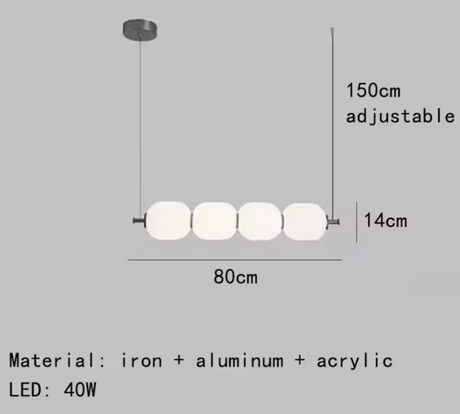 Elegante lampada a sospensione lineare con sei luci a globo con controllo del colore