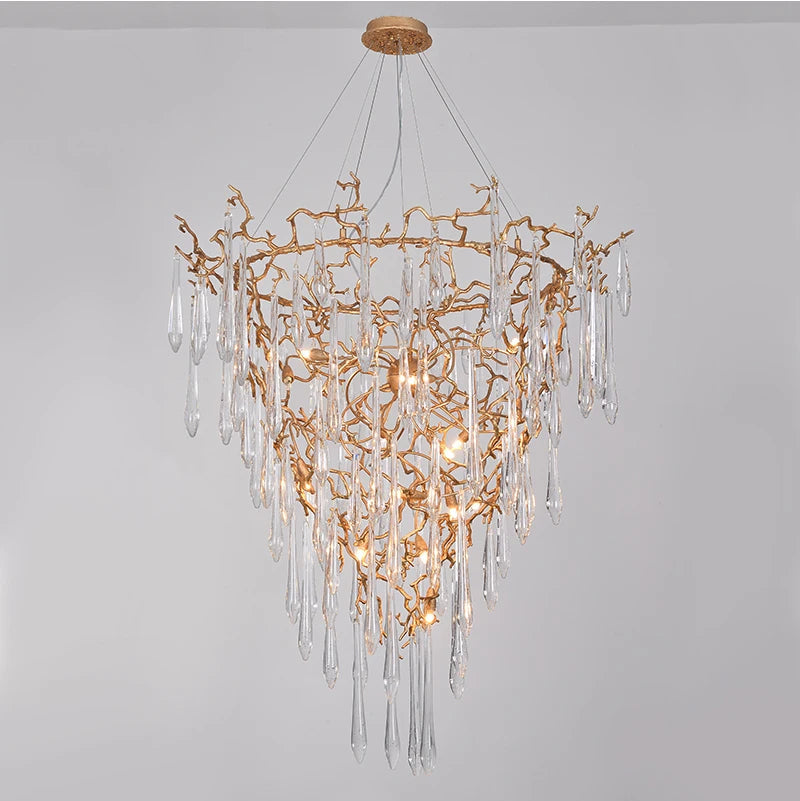 Chandelier en cristal moderne aux inspirations florales et élégantes pour un foyer sophistiqué.-LUMICONCEPT