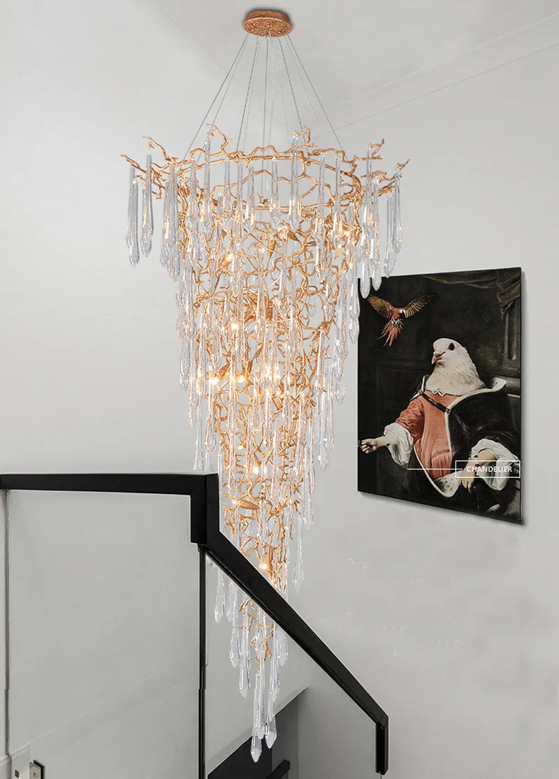 Chandelier en cristal moderne aux inspirations florales et élégantes pour un foyer sophistiqué.-LUMICONCEPT