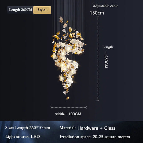 Éblouissant lustre en cristal aux fleurs volantes pour une élégance raffinée dans votre espace.-LUMICONCEPT