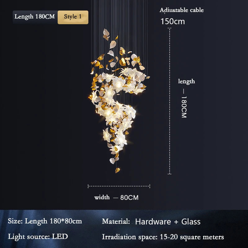 Éblouissant lustre en cristal aux fleurs volantes pour une élégance raffinée dans votre espace.-LUMICONCEPT