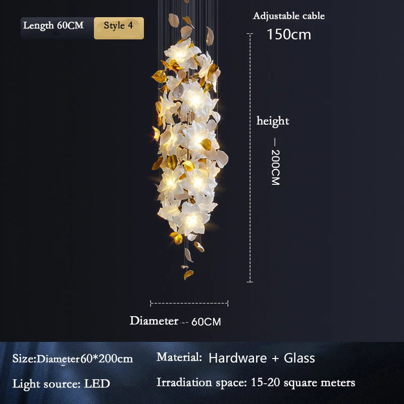 Éblouissant lustre en cristal aux fleurs volantes pour une élégance raffinée dans votre espace.-LUMICONCEPT