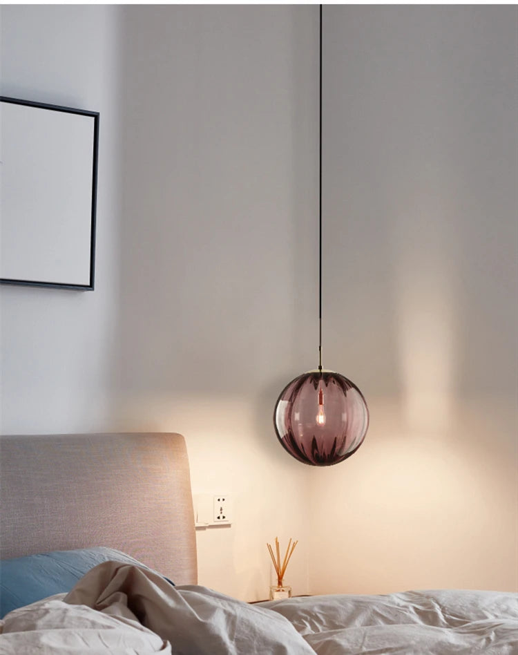 Lampe LED Suspendue en Boule de Verre - Design Nordique Moderne par Lava Corki