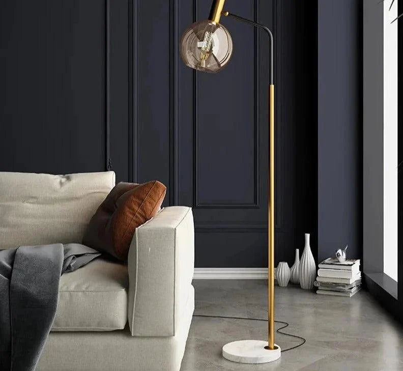 Lampadaire Design Élégant en Verre Fumé avec Éclairage Réglable-LUMICONCEPT