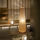 Lampadaire Japonais en Bambou Tressé - Élégance Minimaliste pour Votre Intérieur-LUMICONCEPT