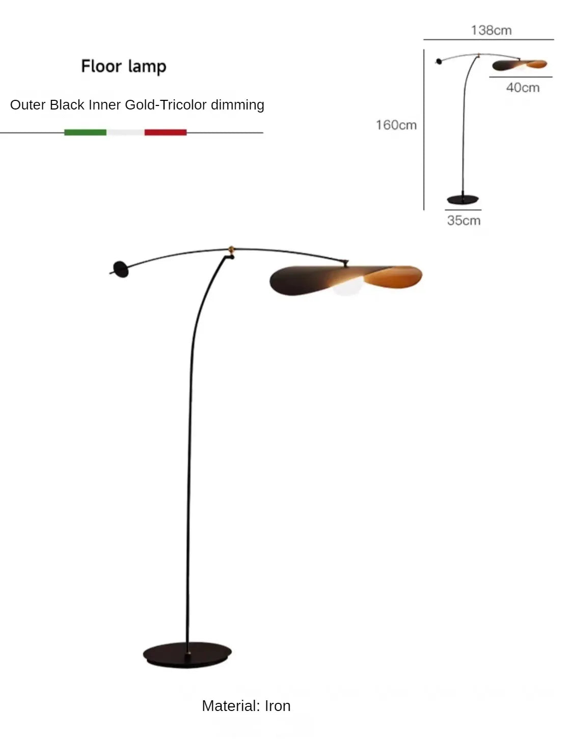 Lampadaire LED Design Nordique avec Finition Noire et Dorée - Éclairage Moderne pour Salon et Chambre-LUMICONCEPT