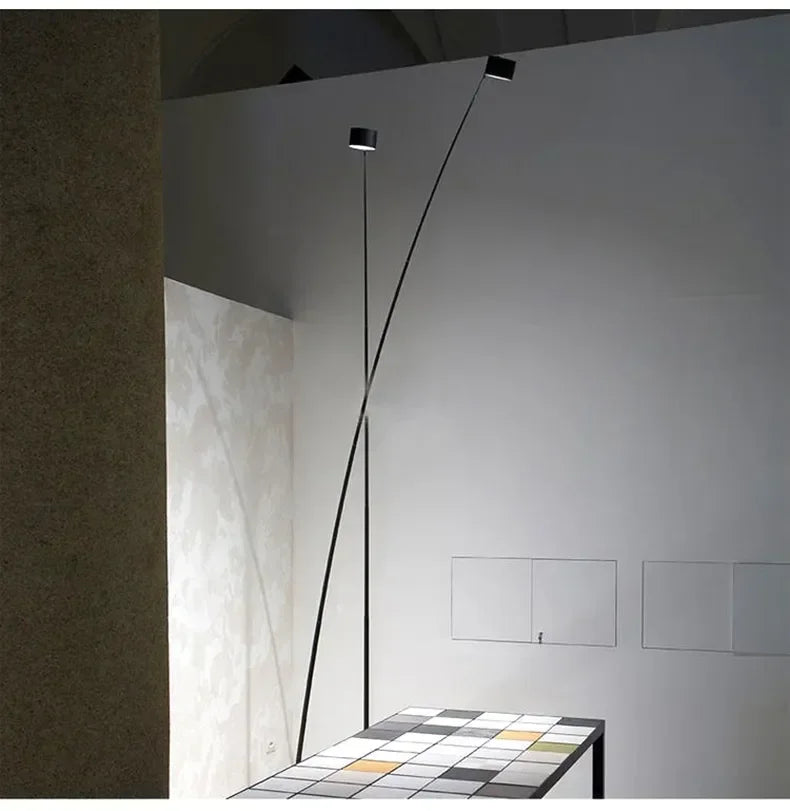 Lampadaire LED Minimaliste Noir avec Longue Perche pour Salon et Chambre-LUMICONCEPT