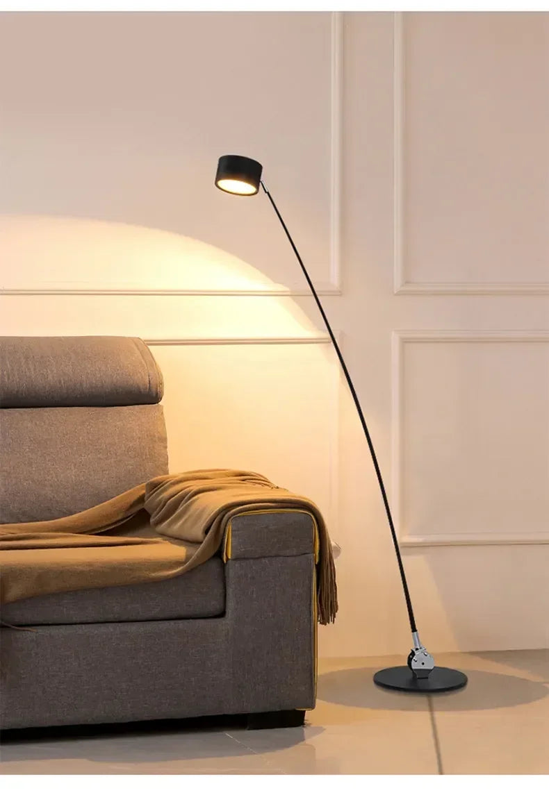 Lampadaire LED Minimaliste Noir avec Longue Perche pour Salon et Chambre-LUMICONCEPT