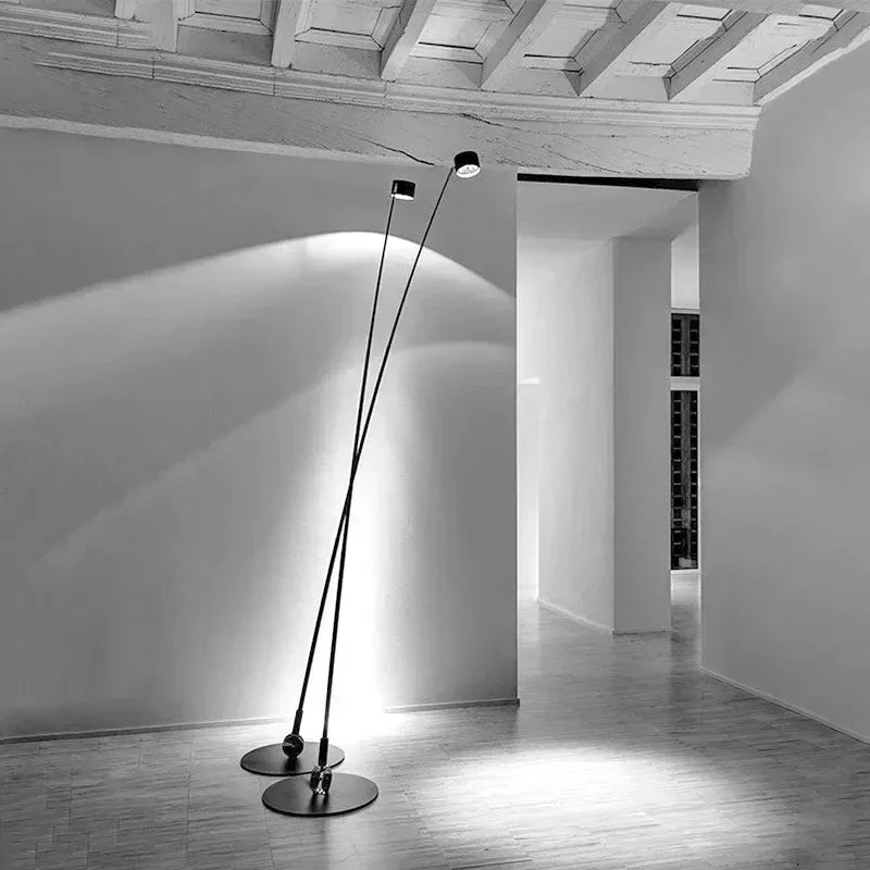 Lampadaire LED Minimaliste Noir avec Longue Perche pour Salon et Chambre-LUMICONCEPT