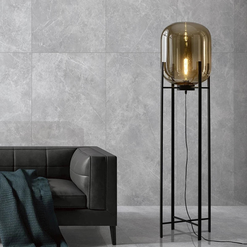 Lampadaire LED Moderne en Fer Noir pour Salon et Chambre à Coucher-LUMICONCEPT