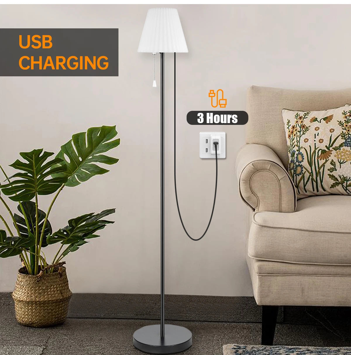 Lampadaire Solaire LED Réglable avec Chargeur USB - Parfait pour Intérieur et Extérieur-LUMICONCEPT