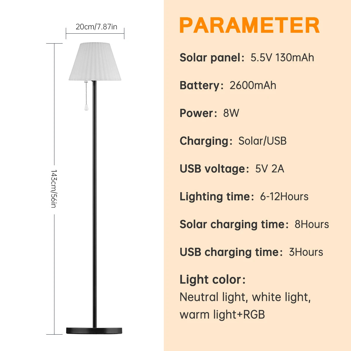 Lampadaire Solaire LED Réglable avec Chargeur USB - Parfait pour Intérieur et Extérieur-LUMICONCEPT