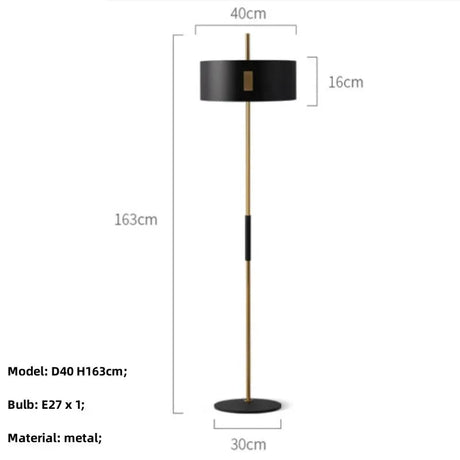 Lampadaire Vertical en Métal Noir Minimaliste pour Lecture et Bureau-LUMICONCEPT