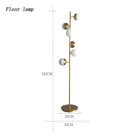 Lampadaire design moderne avec tige en fer doré et bulles nordiques-LUMICONCEPT