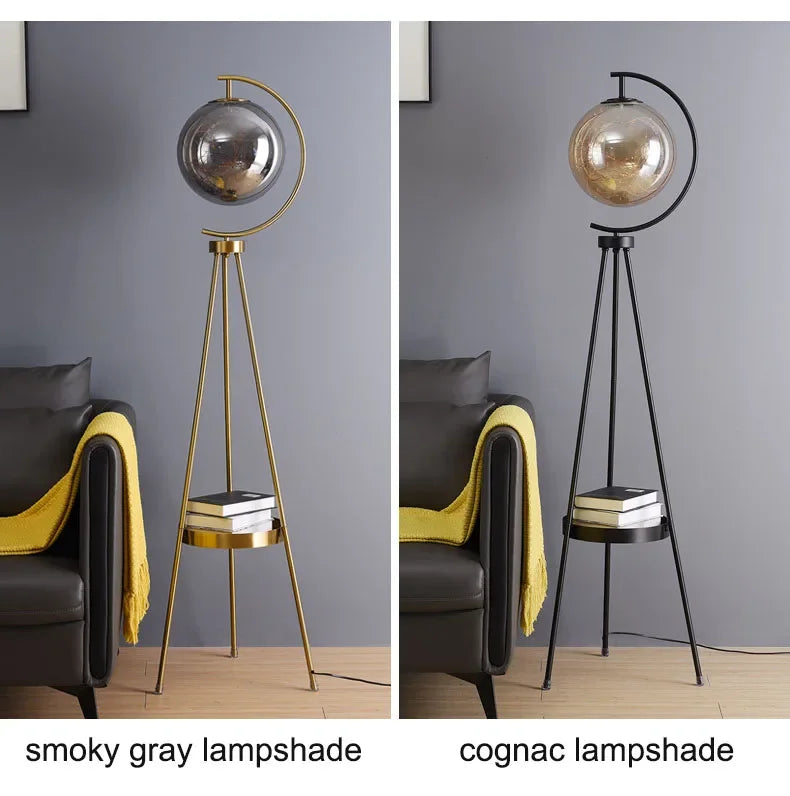 Lampadaire en Verre Élégant avec Fini Or et Noir - Décoration Moderne pour Salon et Chambre à Coucher-LUMICONCEPT