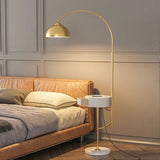 Lampadaire en métal noir et doré avec chargeur USB sans fil et éclairage LED moderne - Design contemporain pour le salon-LUMICONCEPT