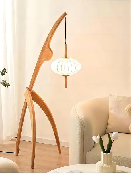 Lampadaire rétro en bois massif de style japonais pour une décoration intérieure élégante-LUMICONCEPT