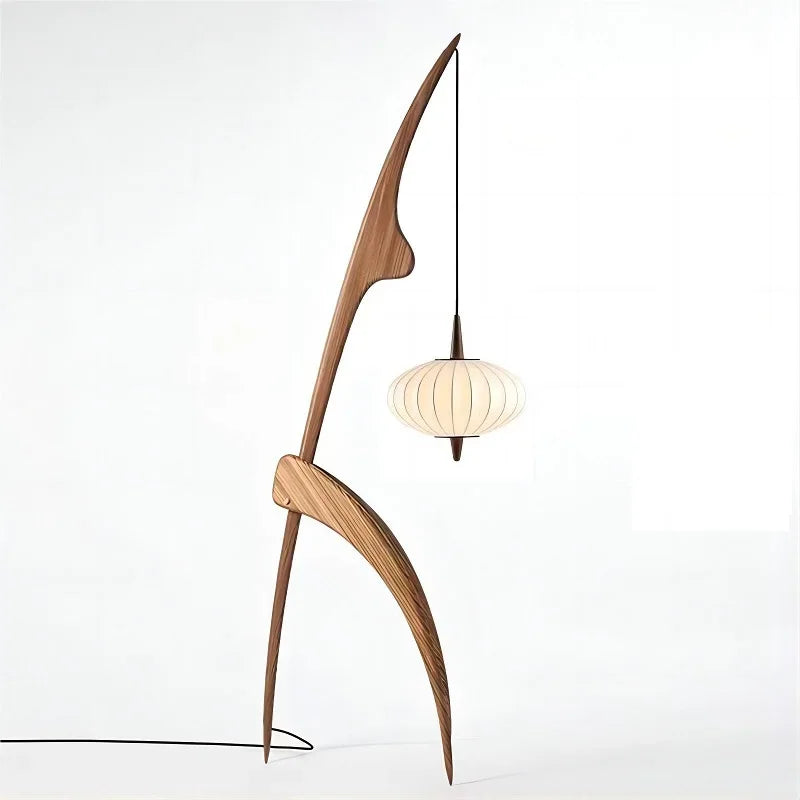 Lampadaire rétro en bois massif de style japonais pour une décoration intérieure élégante-LUMICONCEPT