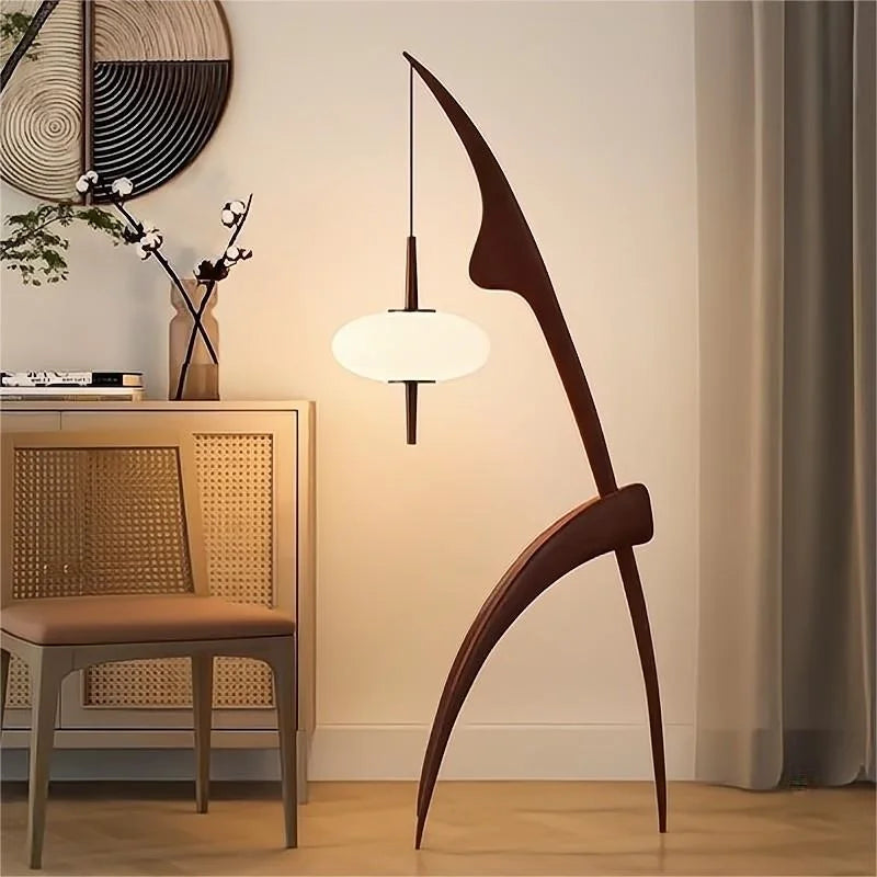 Lampadaire rétro en bois massif de style japonais pour une décoration intérieure élégante-LUMICONCEPT