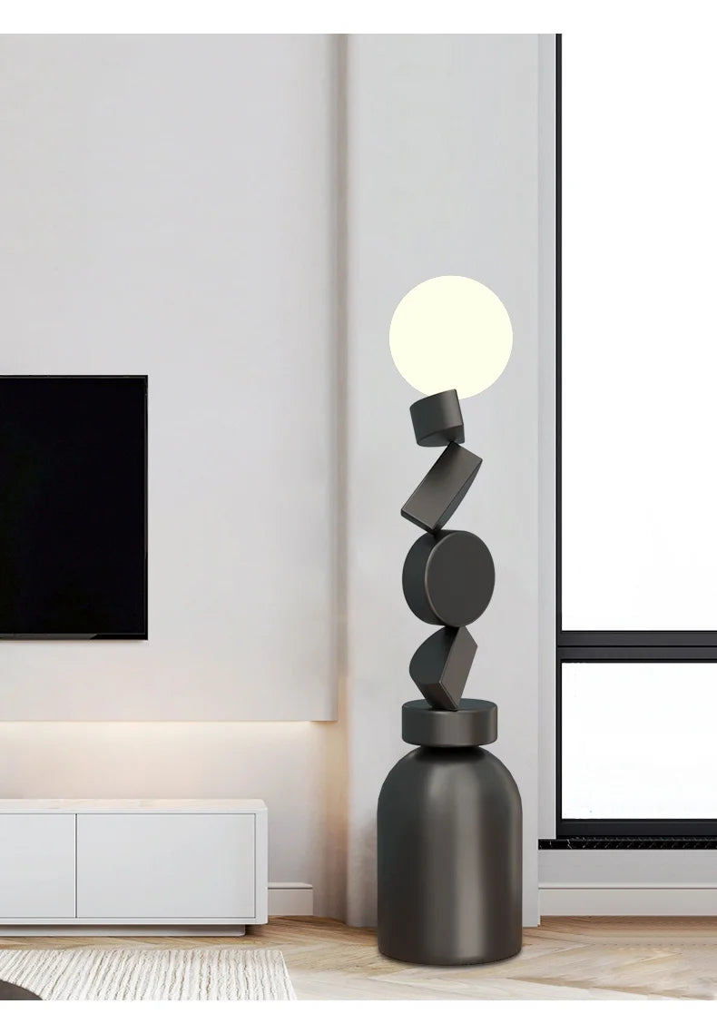 Lampe Autoportante Ronde en Verre au Design Contemporain pour Salon et Chambre-LUMICONCEPT