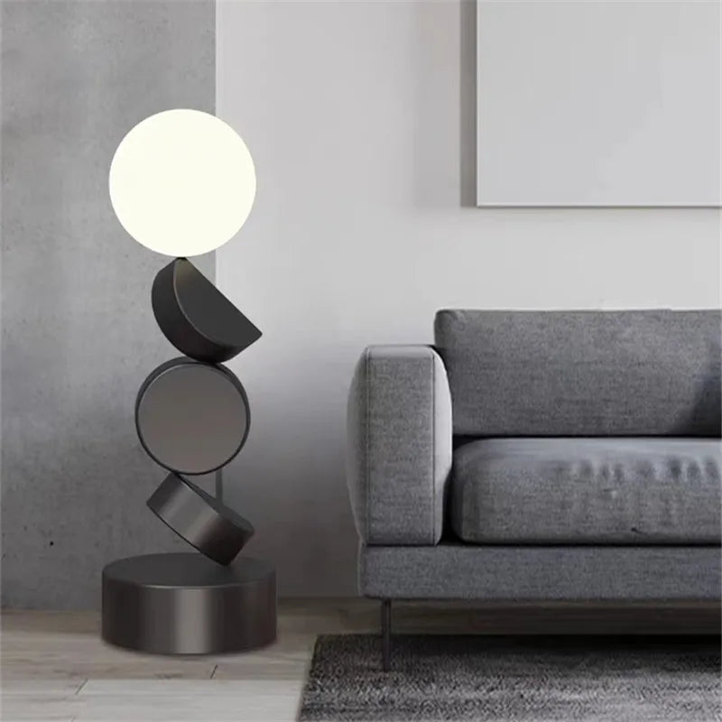 Lampe Autoportante Ronde en Verre au Design Contemporain pour Salon et Chambre-LUMICONCEPT