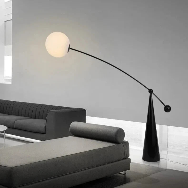 Lampe LED autoportante monochrome nordique en verre et fer pour intérieur moderne-LUMICONCEPT