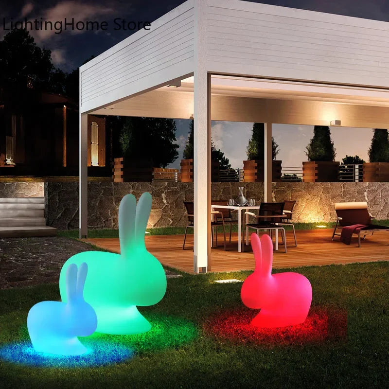 Lampe Lapin LED Réglable Rechargeable avec Télécommande pour Enfants et Extérieur-LUMICONCEPT