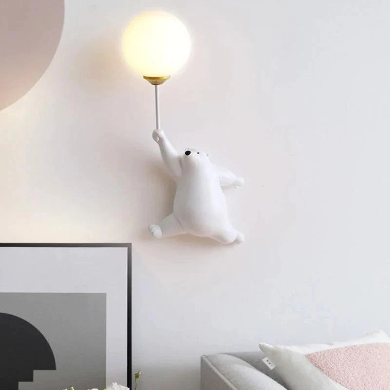 Lampe Ourson en Résine avec Abat-jour Lunaire 3D-LUMICONCEPT