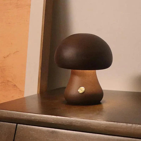 Lampe Tactile Champignon en Bois pour une Atmosphère Apaisante-LUMICONCEPT