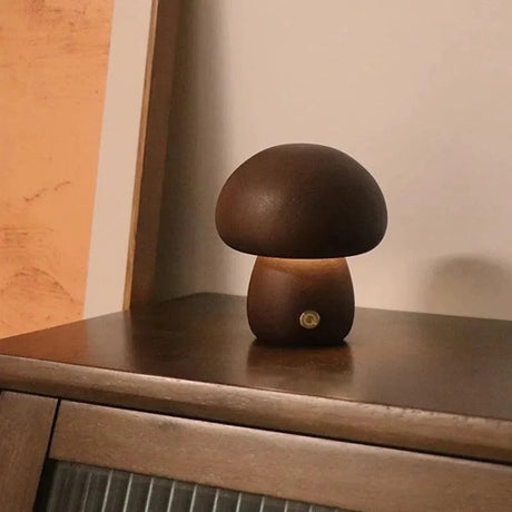 Lampe Tactile Champignon en Bois pour une Atmosphère Apaisante-LUMICONCEPT