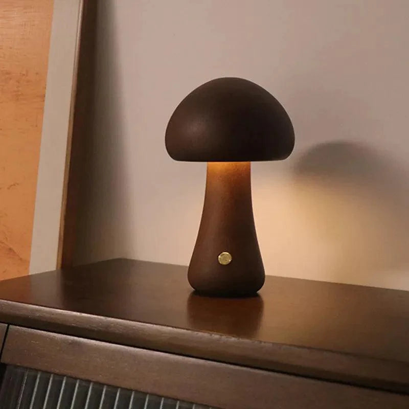 Lampe Tactile Champignon en Bois pour une Atmosphère Apaisante-LUMICONCEPT