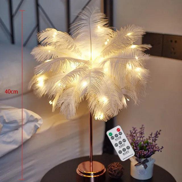 Lampe de Table Élégante avec Plumes Personnalisables-LUMICONCEPT