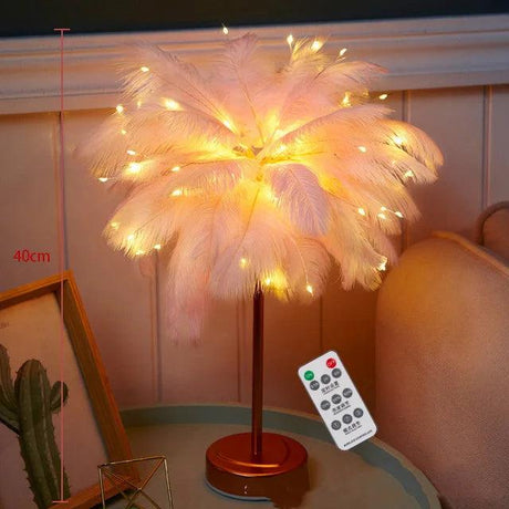 Lampe de Table Élégante avec Plumes Personnalisables-LUMICONCEPT