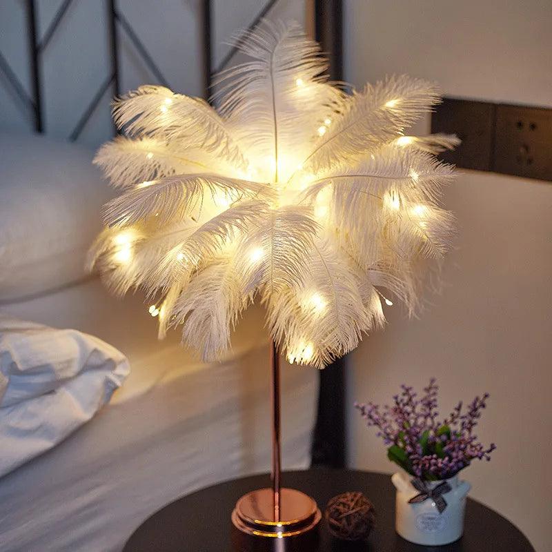 Lampe de Table Élégante avec Plumes Personnalisables-LUMICONCEPT