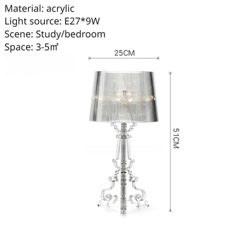 Lampe de bureau LED en acrylique transparent au design baroque moderne-LUMICONCEPT