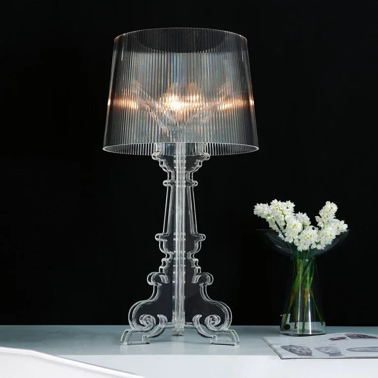 Lampe de bureau LED en acrylique transparent au design baroque moderne-LUMICONCEPT