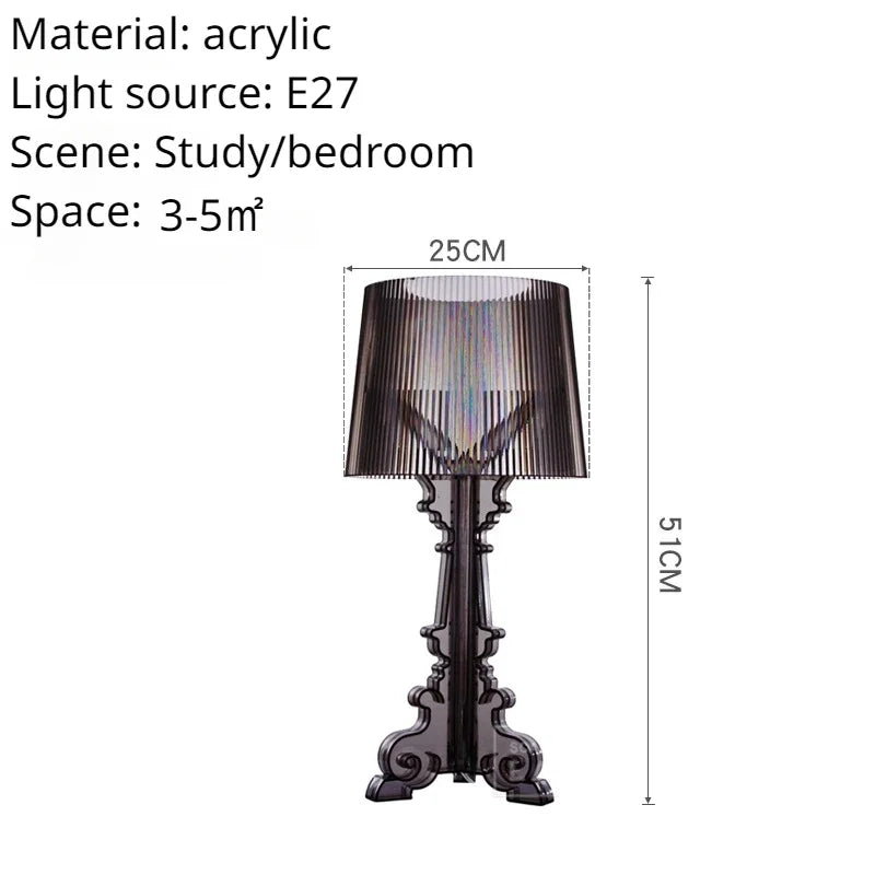 Lampe de bureau LED en acrylique transparent au design baroque moderne-LUMICONCEPT