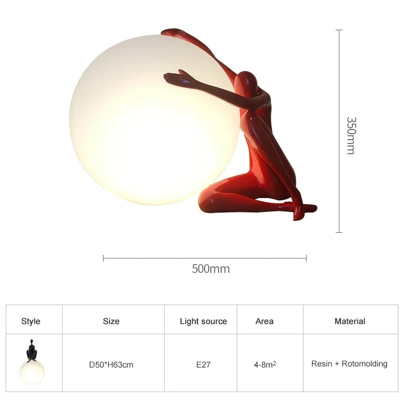 Lampe de sol Art Déco en verre givré avec design portrait rétro-LUMICONCEPT