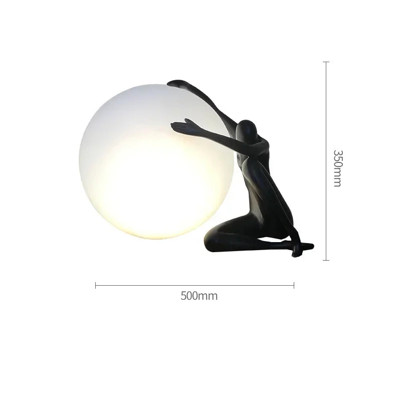 Lampe de sol Art Déco en verre givré avec design portrait rétro-LUMICONCEPT